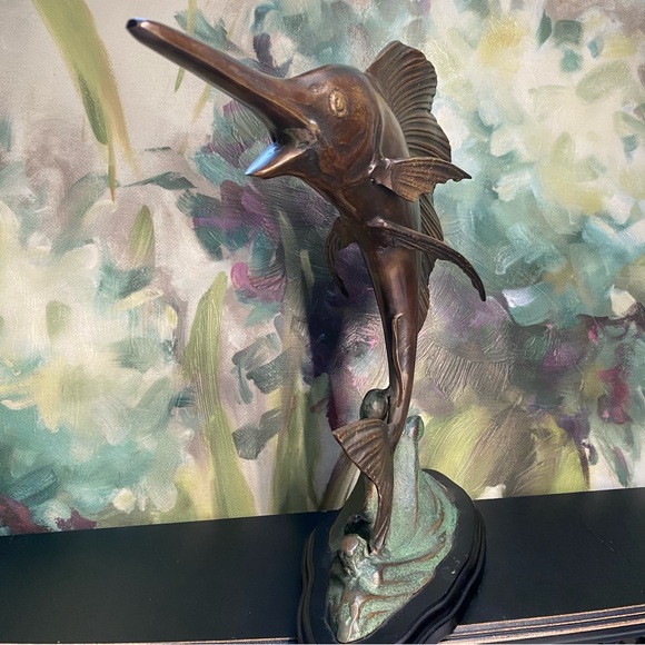 Vintage Bronze Brass Swordfish Statue Figurine - Picture 5 of 7